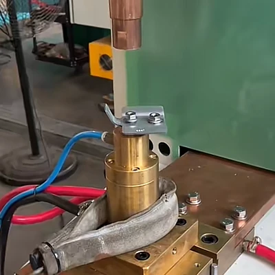 Energy storage spot welding machine for welding galvanized sheet and M8 nut